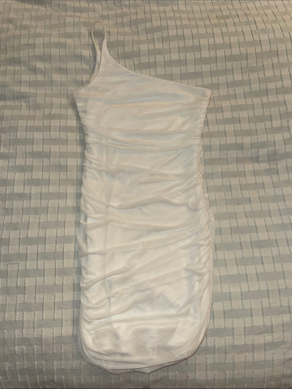 Princess Polly White One-Shoulder Ruched Mini Dress